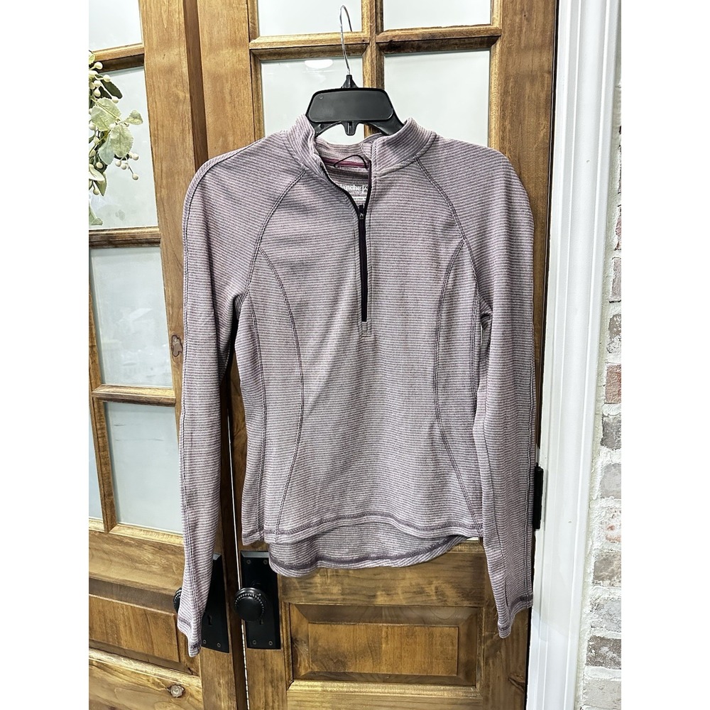Avalanche Quarter Zip Pullover Women Small Purple‎ Striped Thumbhole Hiking Top